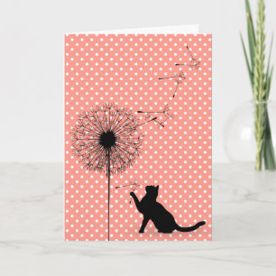 Carte Naissance des graines de chat noir et de pissenlit