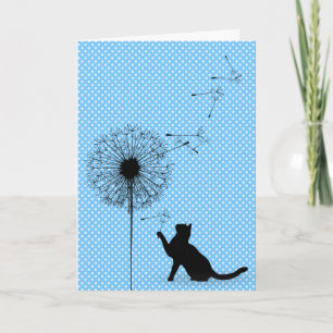 Carte Naissance des graines de chat noir et de pissenlit