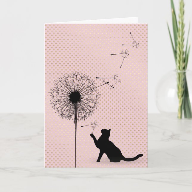 Carte Naissance des graines de chat noir et de pissenlit (Devant)