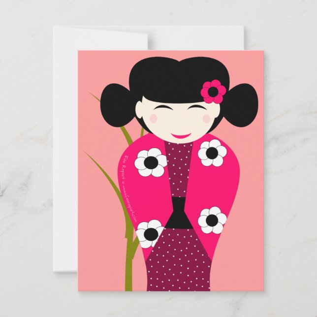 Carte naissance poupée Kokeshi (Devant)