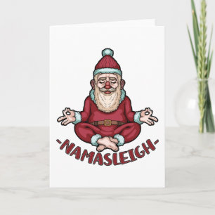 Carte Namasleigh drôle de Père Noël Yoga Méditation Xmas