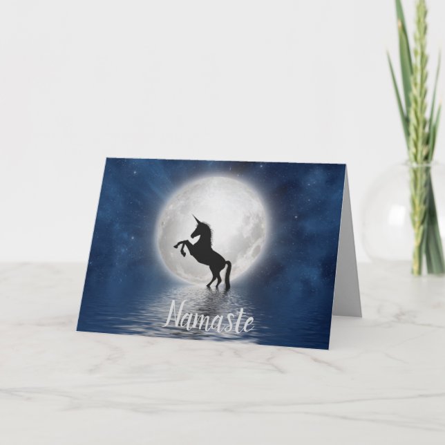Carte Namaste Citation Merci Magique Pleine lune Unicorn (Devant)