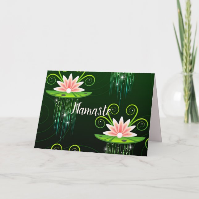 Carte Namaste Citation Merci Pink Lys sur Green Pad (Devant)