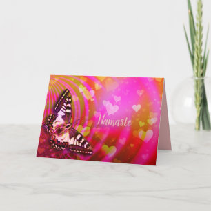Carte Namaste Citation Merci Romantique Coeurs papillons