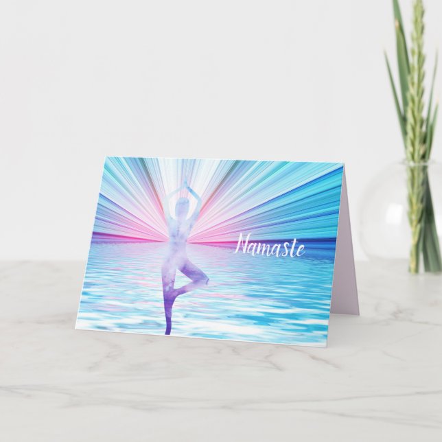 Carte Namaste Citation Merci Yoga Pose Arbre de vie (Devant)