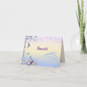 Carte Namaste Merci Beaux papillons Pastel