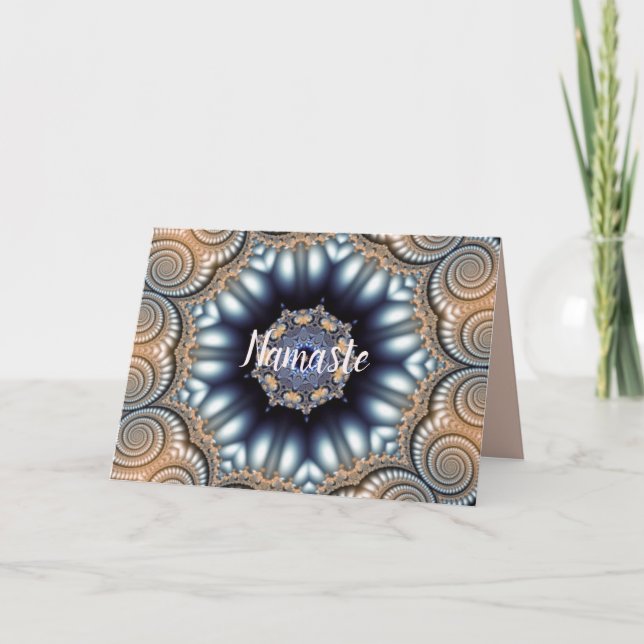 Carte Namaste Quote Merci élégant Mandala Gold Blue (Devant)