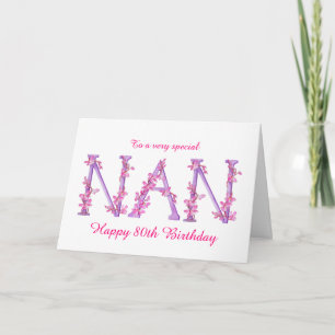 Carte Nan watercolor Orchid personnalisé 80e anniversair