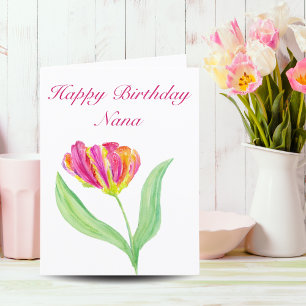 Carte Nana Anniversaire couleur rose chaud