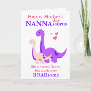 Carte Nanna Dinosaur Fête des Mères Nanna saurus Card