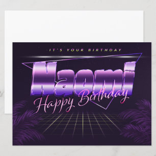Carte Naomi Nom Prénom lila retro