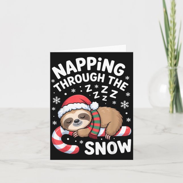 Carte Napng Through The Snow Funny Sloth Candy Cane Xmas (Devant)
