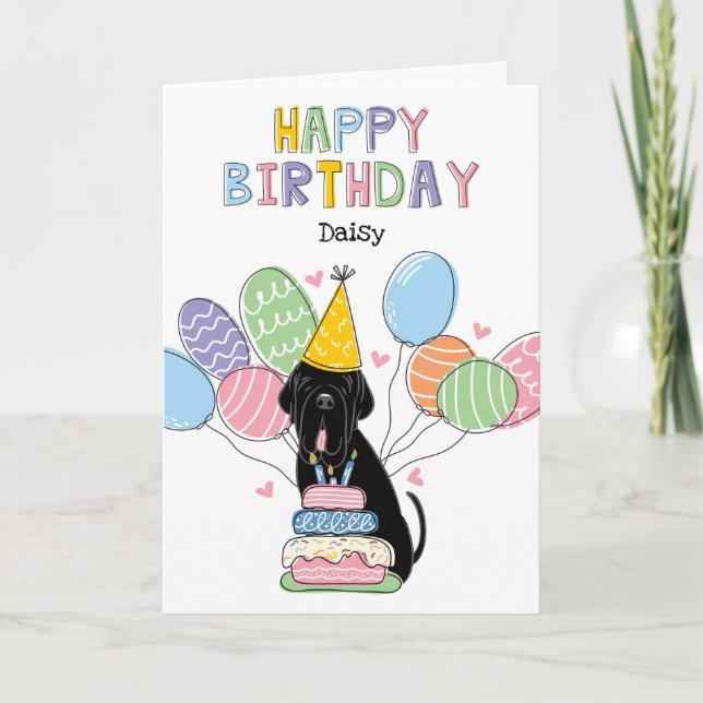 Carte Napolitain Noir Mastiff anniversaire (Devant)