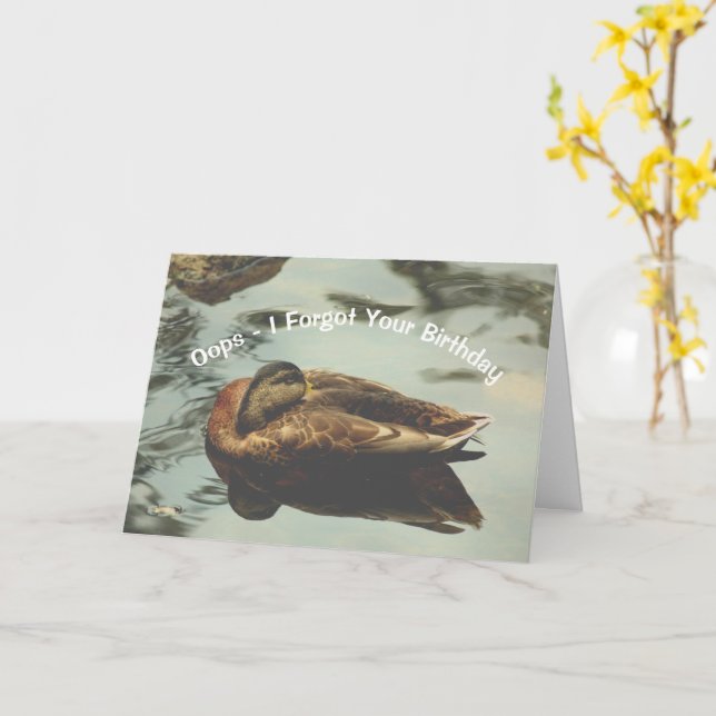 Carte Naptime Canard mignonne Anniversaire tardif (Fleur jaune)