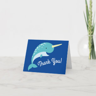 Carte Narwhals Ocean Cute 1er Anniversaire Thème de fête