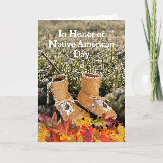 Carte Natif Américain Jour Moccasins Feuilles d'automne (Devant)