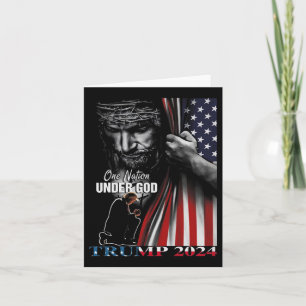 Carte Nation Under God Trump 2024 God American Flag