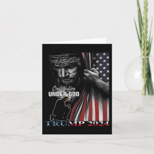 Carte Nation Under God Trump 2024 God American Flag 1