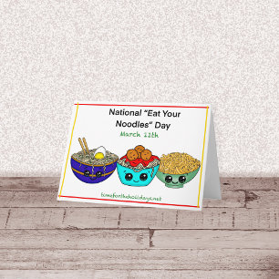Carte National Mangez vos nouilles Jour Funny Pun