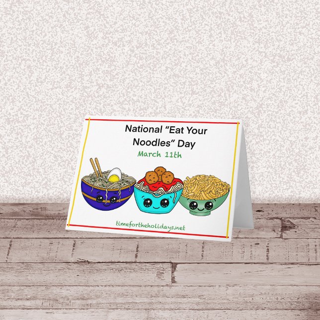 Carte National Mangez vos nouilles Jour Funny Pun (Créateur téléchargé)