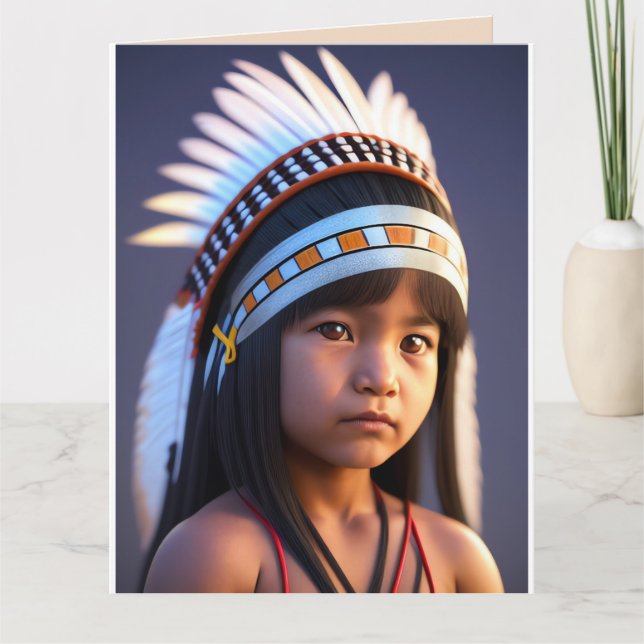 CARTE NATIVE AMERICAN TRIBAL BOY ART ANNIVERSAIRE (Devant)