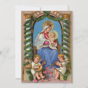 Carte Nativité Avec Madonna Et Enfant