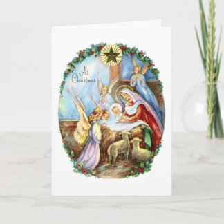 Carte Nativité de Noël au milieu du siècle
