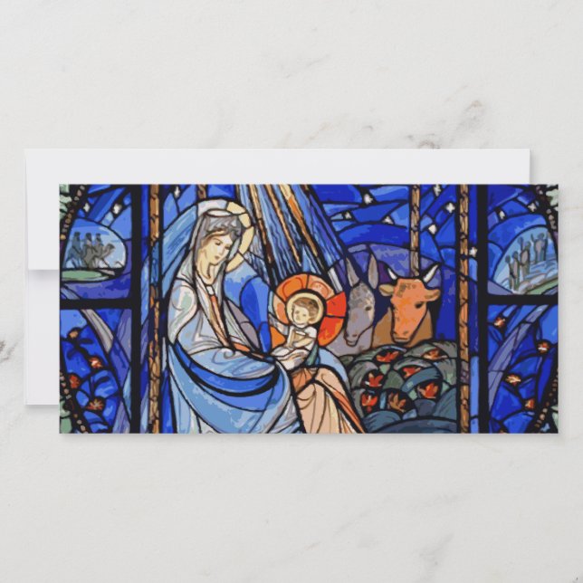 Carte Nativité du style Verre Trait (Devant)