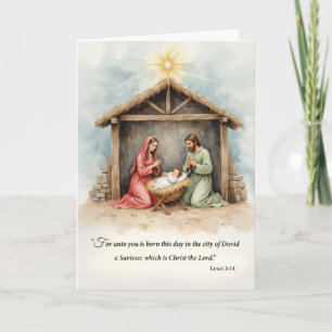 Carte Nativité religieuse de Noël Sainte Famille Écritur
