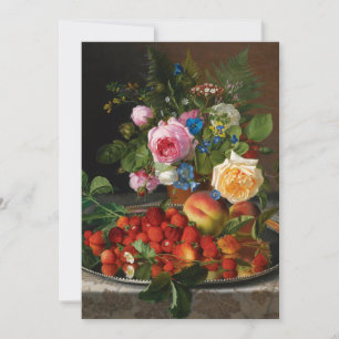 Carte Nature morte Roses et Fraises par Otto Ottesen