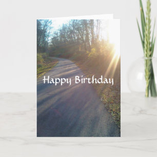 Carte Nature Woods Path Sun Rays Grass Anniversaire