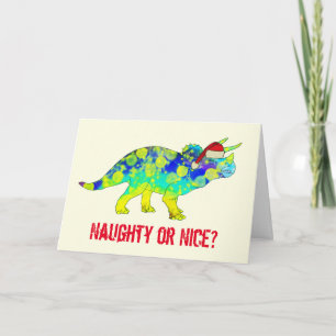 Carte Naught ou Nice Père Noël Triceratops cote dino