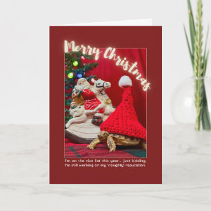 Carte Naughty and mignon Christmas Baby Turtle avec Père