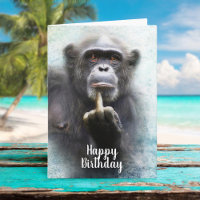 Naughty Funny Chimpanzé Moyen Doigt Anniversaire