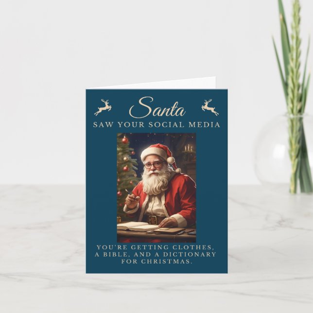 Carte Naughty List Funny Sarcastic Père Noël Noël (Devant)