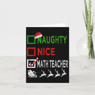 Carte Naughty Nice enseignant math Pajamas de Noël Drôle