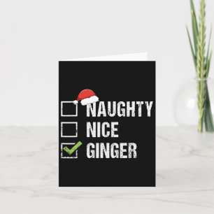 Carte Naughty Nice Ginger Redhead Santa Hat Irish Christ
