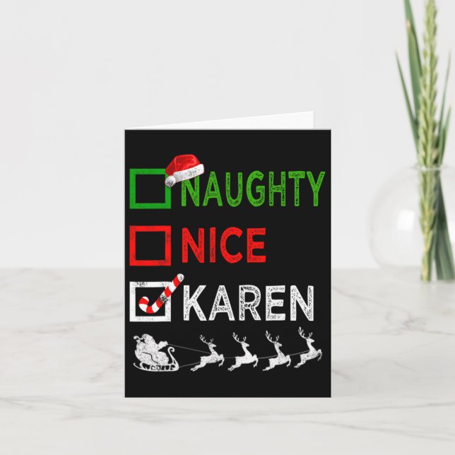 Carte Naughty Nice Karen Christmas Pajamas Funny Santa H (Devant)