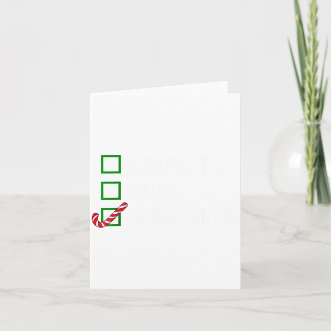 Carte Naughty Nice Whatever, Cool Christmas Funny Quotes (Devant)