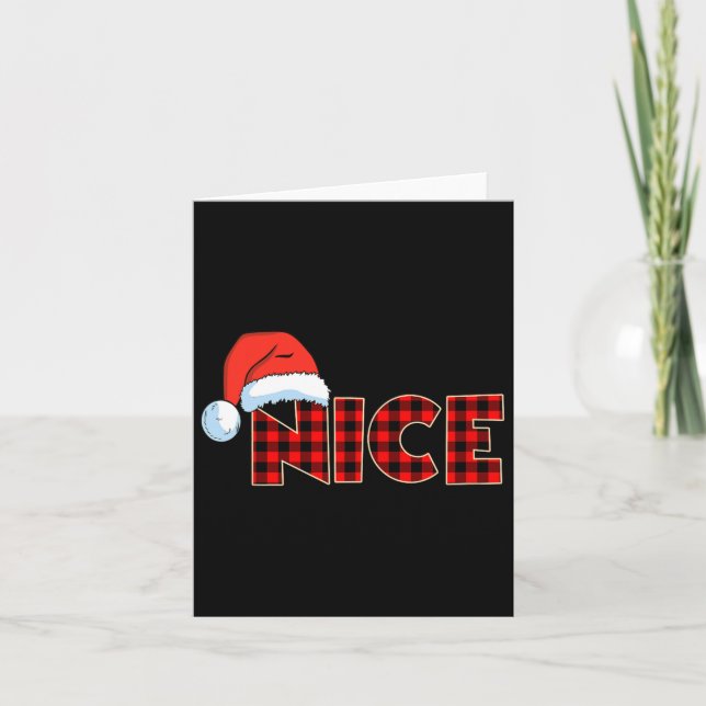 Carte Naughty Ou Nice Noël Couple Buffalo Rouge Plaid (Devant)