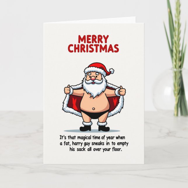 Carte Naughty Santa Christmas Card Funny Joke (Devant)