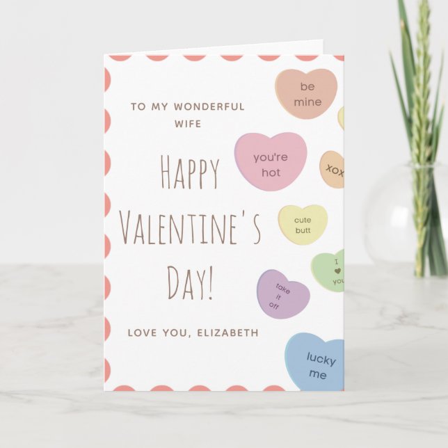 Carte Naughty & Sweet Candy Hearts Femme Saint-Valentin (Devant)