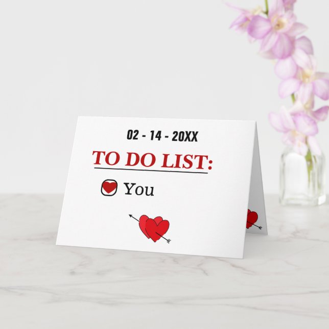 Carte Naughty Valentine's Day, To Do List, Funny Card (Orchidée)