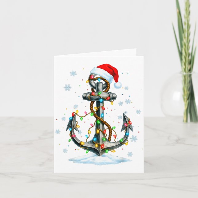 Carte Nautical Anchor Christmas Lights Boating Sailor  (Devant)