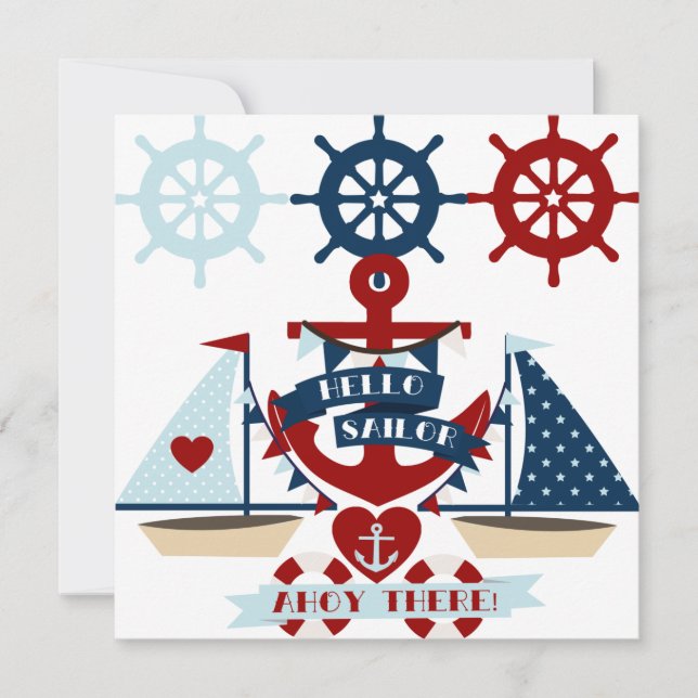 Carte Nautical Hello marin Ancre Voilier Conception de b (Devant)