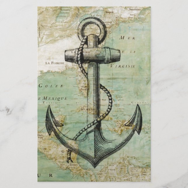Carte nautique antique avec l'Ancre (Devant)