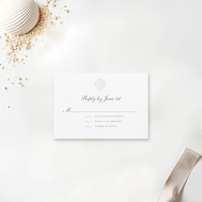 Carte Nautique Côtier Ecru Classic Mariage Formel Répons (nautical wedding response reply card rsvp coastal modern classic formal traditional elegant script)