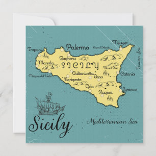 Carte nautique vintage de Sicile