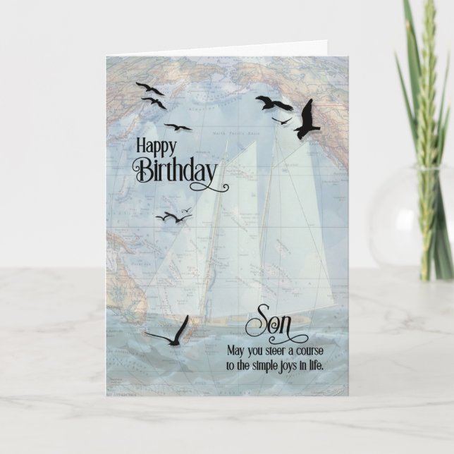 Carte Nautique Vintage de Son Anniversaire (Devant)