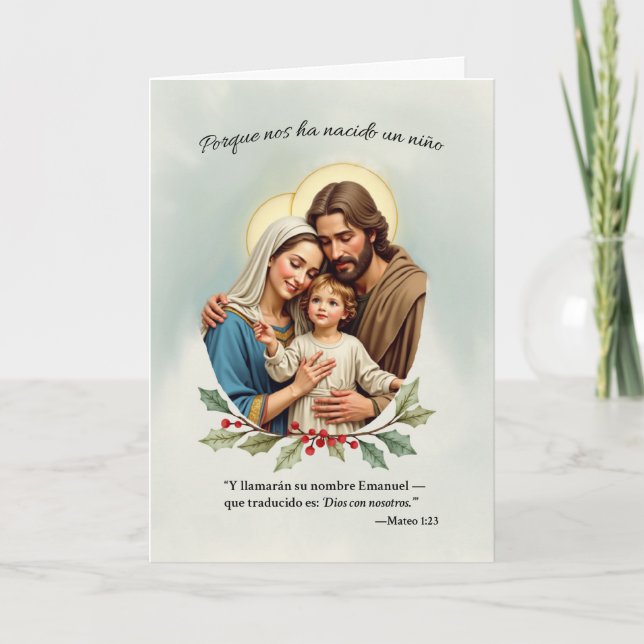 Carte Navidad Religiosa La Sagrada Familia y Dios (Devant)